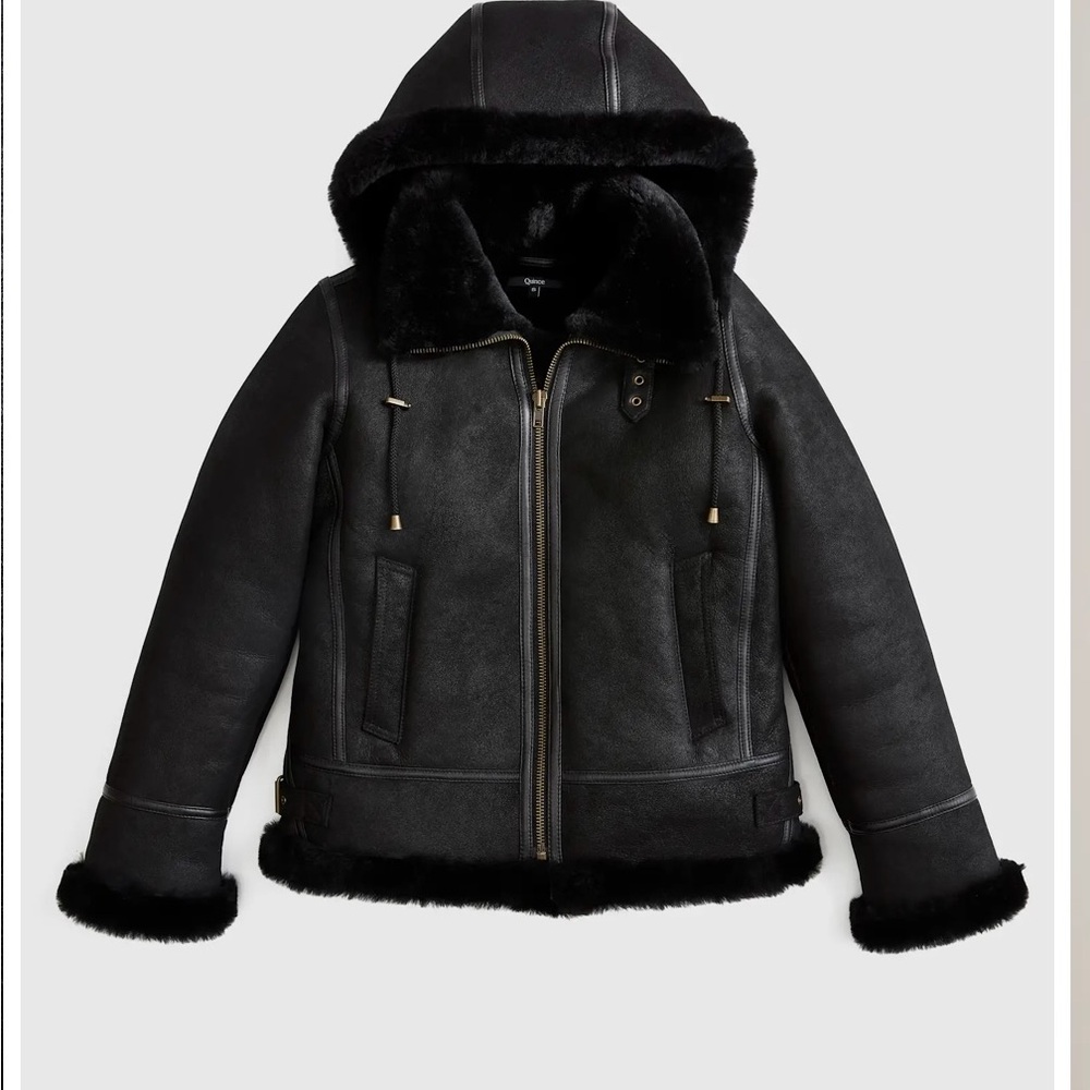 Milano Black Leather Jacket with geniune full shearling lining